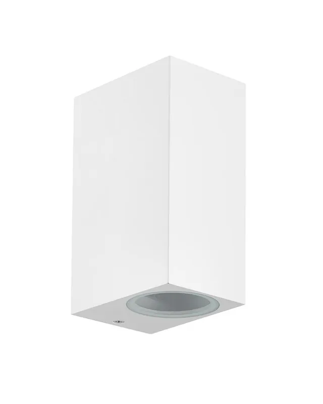 Aplique de exterior 15cm 2 luces GU10 de aluminio y cristal IP54 Envío Exprés