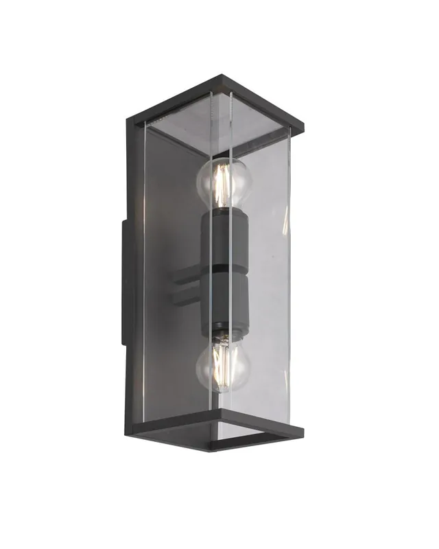 Venta Final Aplique de exterior 40cm 2xE27 20W de aluminio y cristal acabado grafito IP54