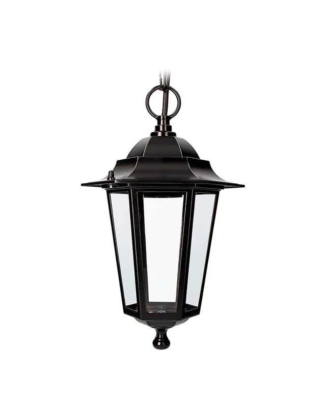 Súper Precio Lámpara de techo farol clásico negro de exterior IP44 E27 aluminio negro y cristal 90cmxØ19,5