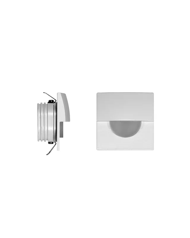 Señalizador cuadradro blanco 5cm Aluminio de interior con semicírculo LED 2W 3000K 60 Lm. Alta Calidad
