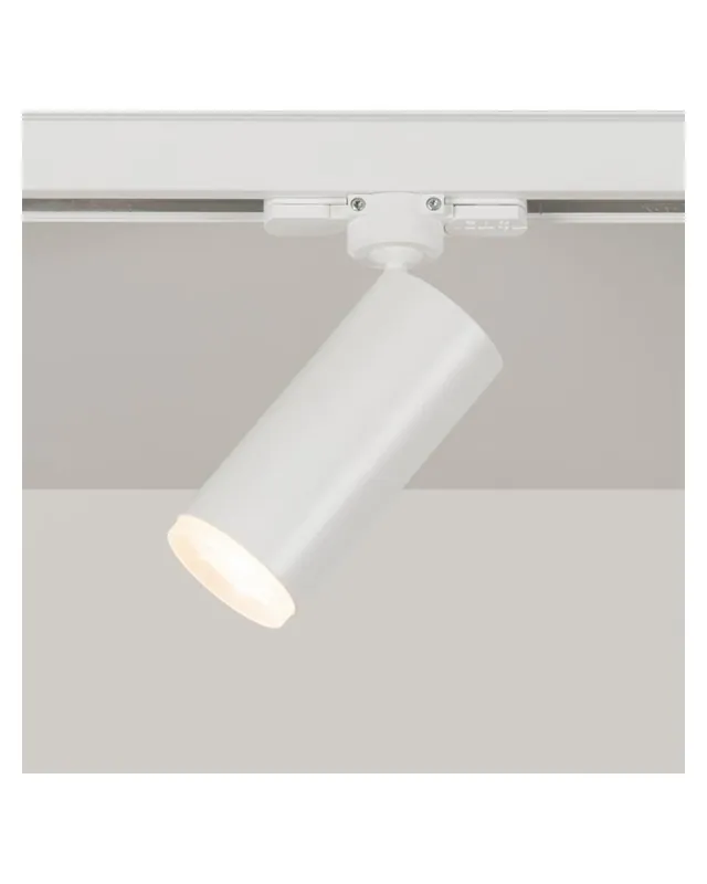 Súper Precio Foco de carril cilindro liso 5,5cm con aro decorativo de acero LED 7W 2700K 665Lm regulable adaptador monofásico oscilante
