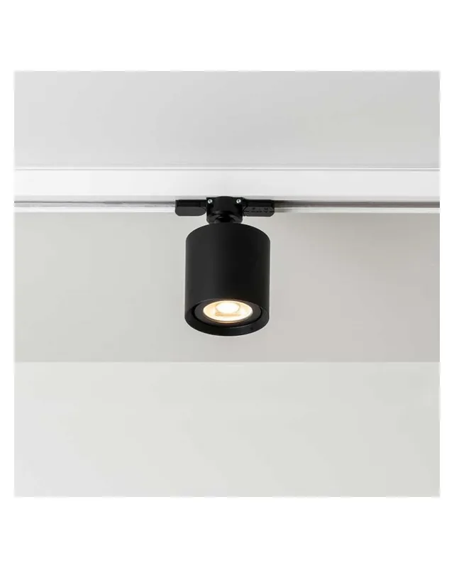 Última Versión Foco de rail cilindro liso 7,7cm zamak y aluminio regulable GU10 monofásica