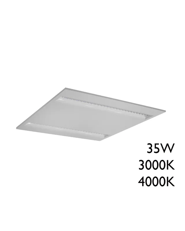 Última Oportunidad Panel LED de empotrar de aluminio acabado blanco 35W 60x60cm +50.000h