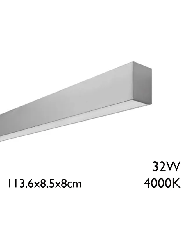 Solo Hoy Panel LED de superficie de aluminio 32W 113,6cm 4000K +50.000h