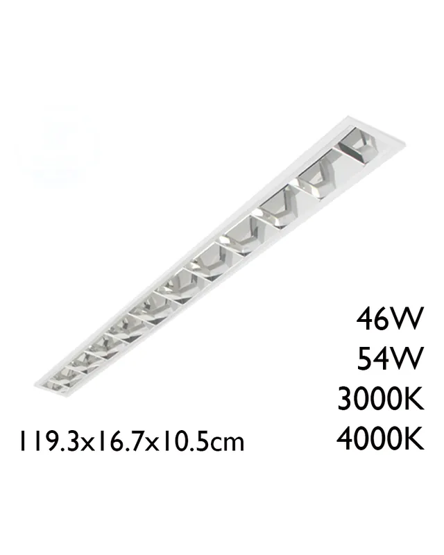 Solo Hoy Panel LED de empotrar de acero acabado blanco y reflector de aluminio 119,3x 16,7cm +50.000h