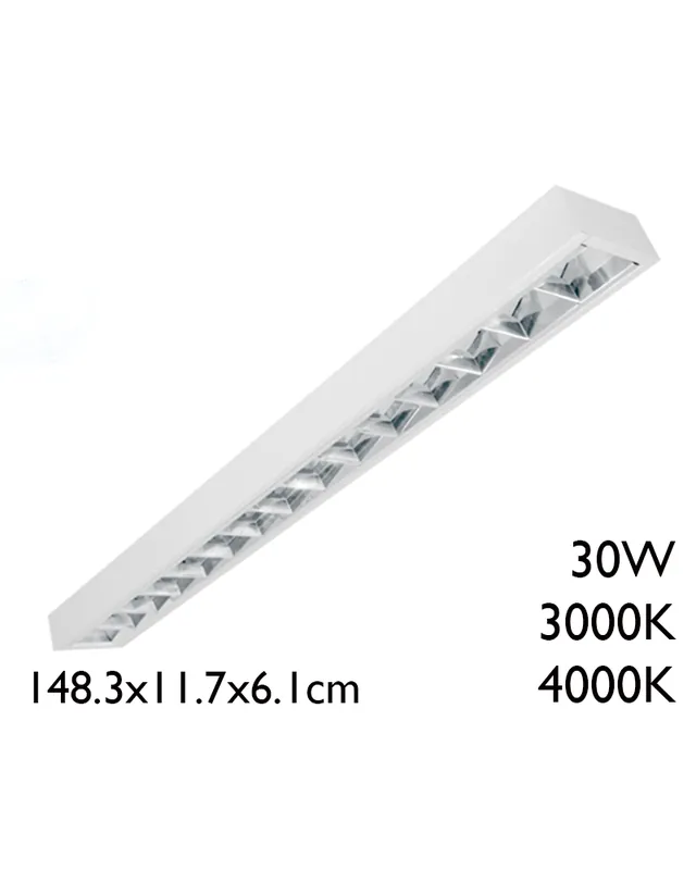 Artesanal Panel LED de superficie de acero acabado blanco 30W 148,3x11,7cm +50.000h