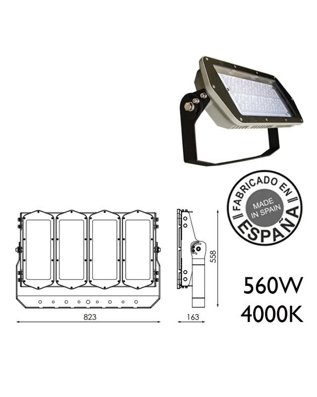Proyector de exteriores industrial 560W 480 leds IP66 4000K +100.000h Moderno