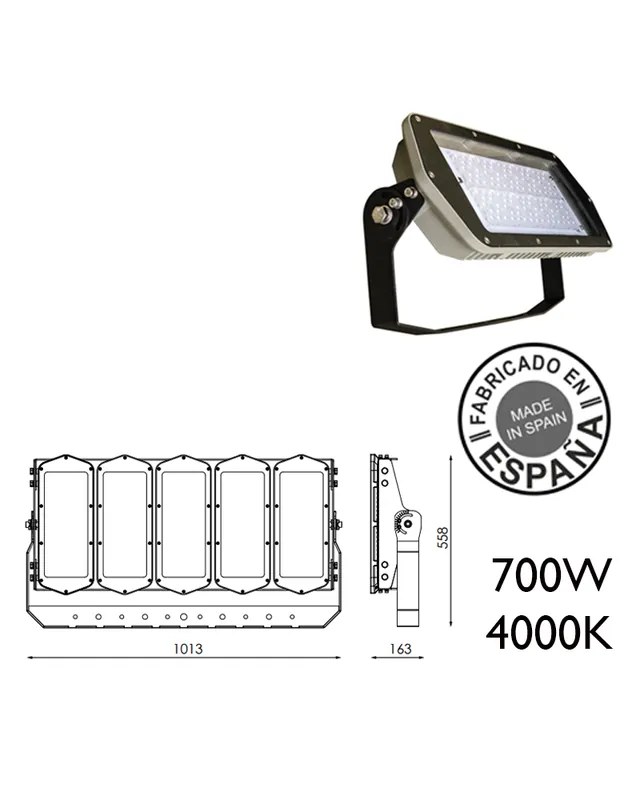 Proyector de exteriores industrial 700W 600 leds IP66 4000K +100.000h Edición Limitada