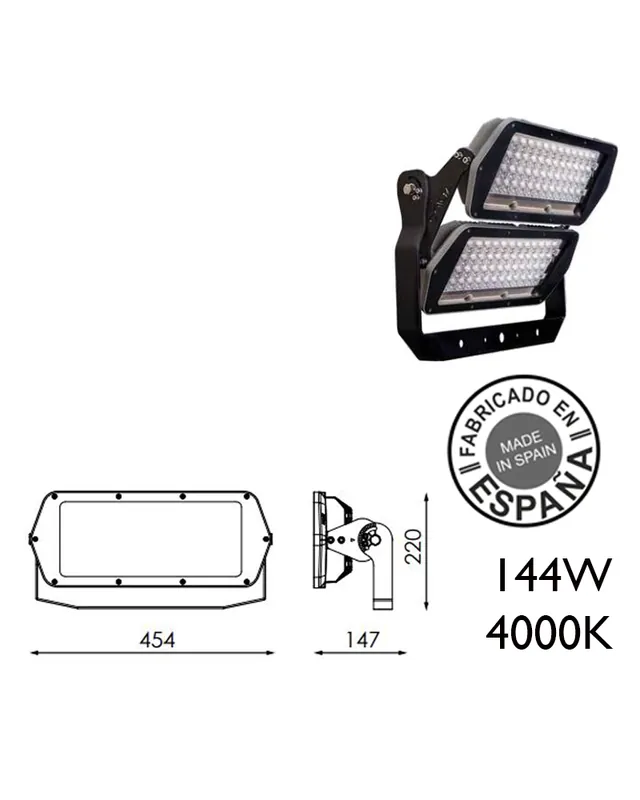 Proyector de exteriores industrial 144W 48 leds IP66 4000K +200.000h Oferta Limitada
