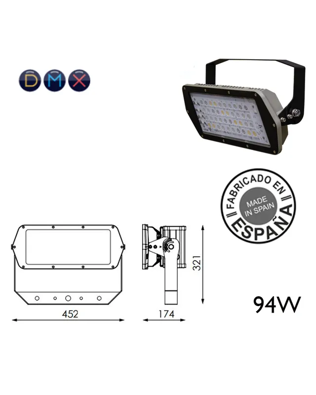 Artesanal Proyector de exteriores industrial 94W 40 leds IP66 +50.000h