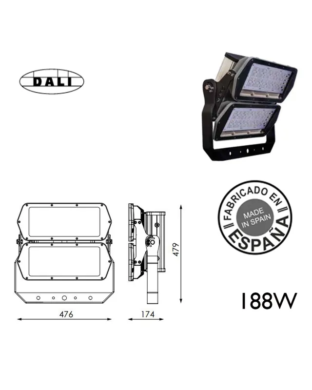 Proyector de exteriores industrial 188W 80 leds IP66 +50.000h Garantía De Devolución De Dinero