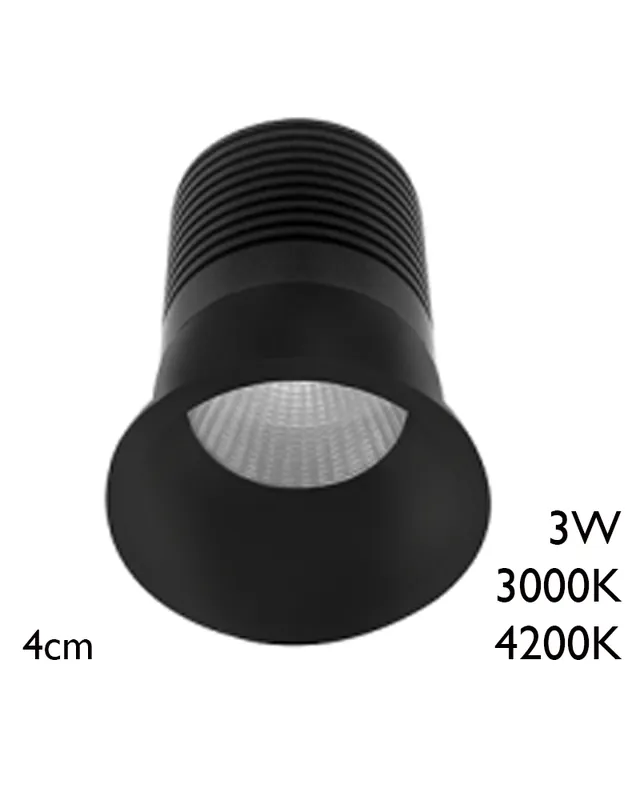 Spot LED downlight redondo 3W aluminio empotrable 4cm negro Precio De Oferta