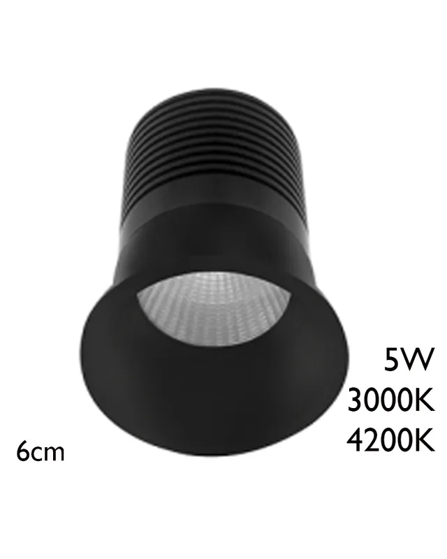 Spot LED downlight redondo 5W aluminio empotrable 6cm negro Precio De Oferta