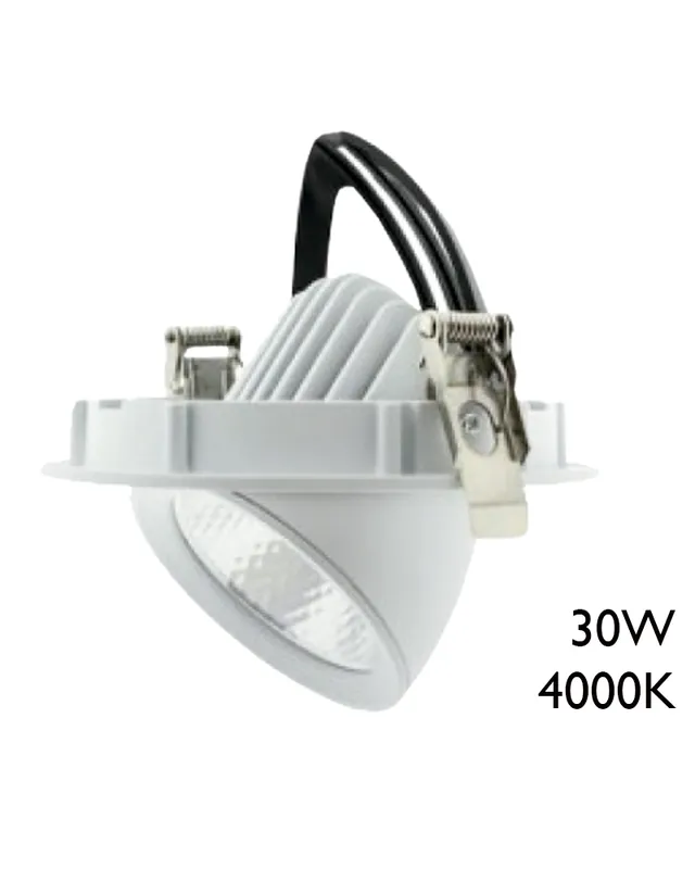 Aro downlight redondo LED 30W aluminio blanco empotrable 22cm basculante Tendencia
