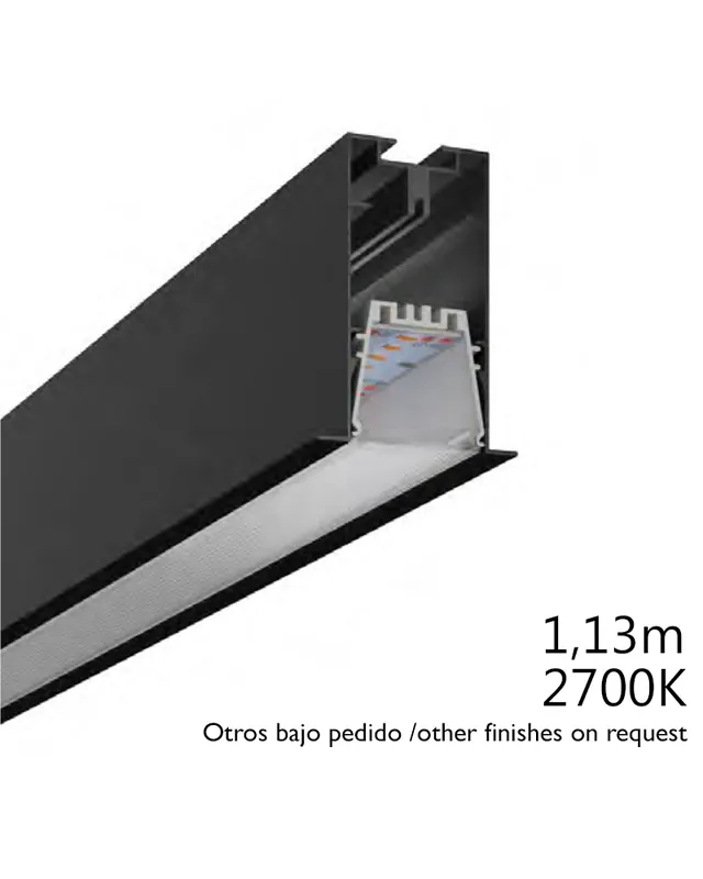 Premium Perfil de aluminio empotrable LED 36W 2700K 113cms 7,5x 5,4cm personalizable blanco on/off