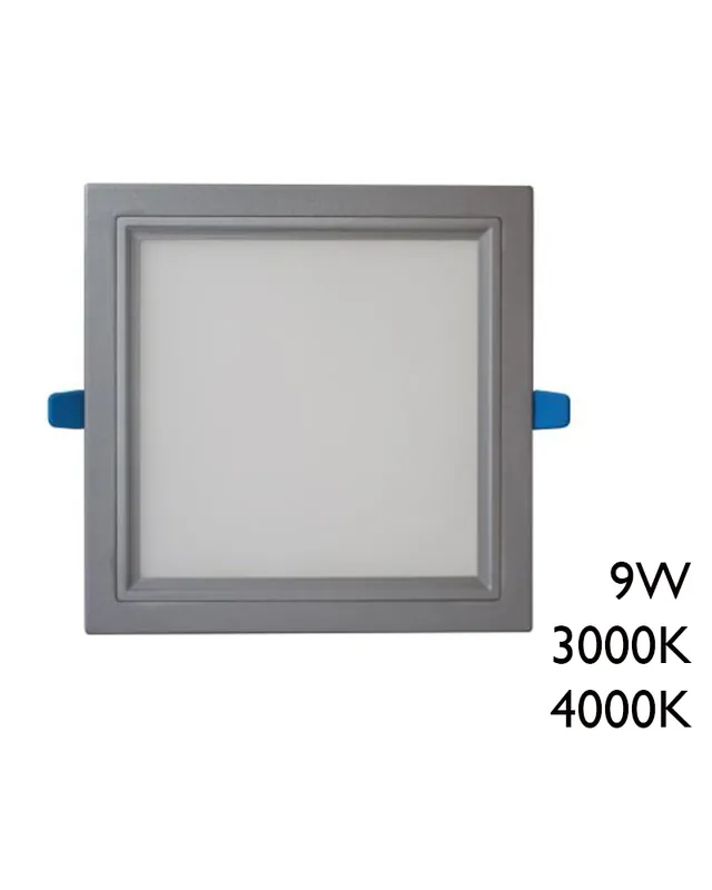 Solo Hoy Downlight cuadrado marco gris LED 50.000h empotrable 9W de 15x15cm diver extraíble