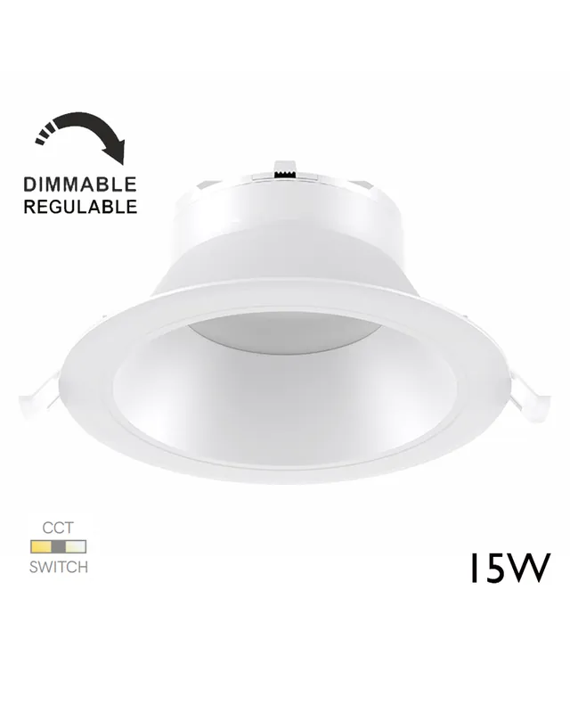 Aro downlight LED 15W redondo policarbonato blanco empotrable 15cm tecnología Switch Regulable Garantía De Devolución De Dinero