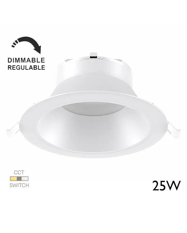 Aro downlight LED 25W redondo policarbonato blanco empotrable 23cm CCT Switch Regulable Envío Inmediato