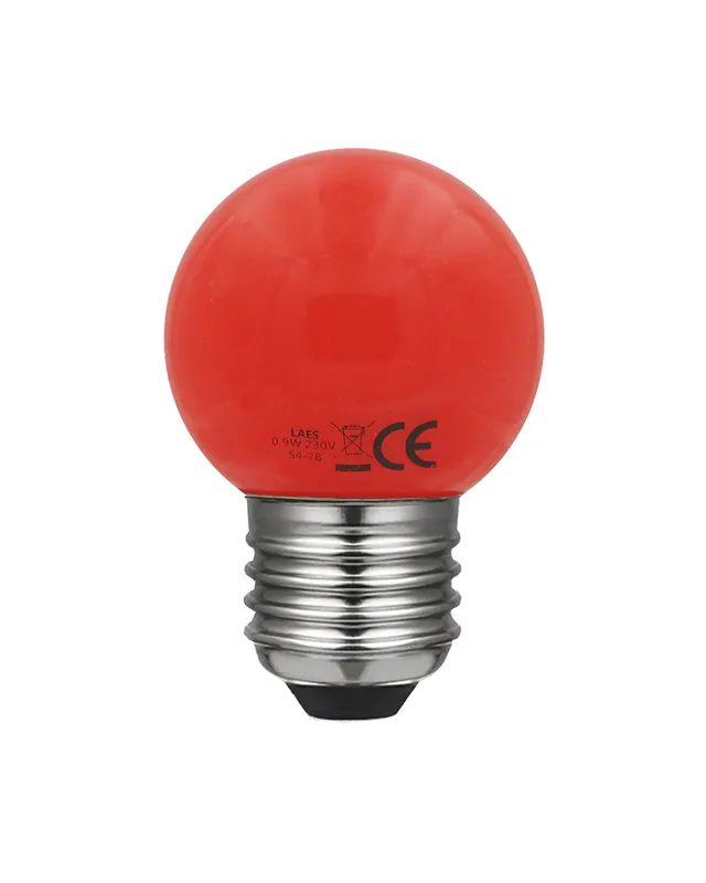 Últimas Unidades Bombilla Esférica 45 mm. Color Rojo LED E27 0,9W