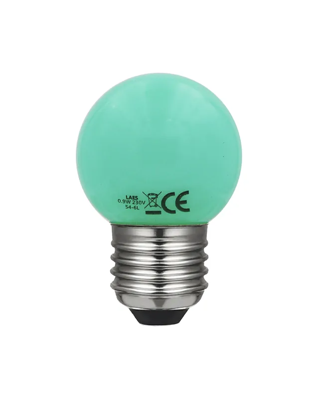 Tendencia Bombilla Esférica 45 mm. Color Verde LED E27 0,9W