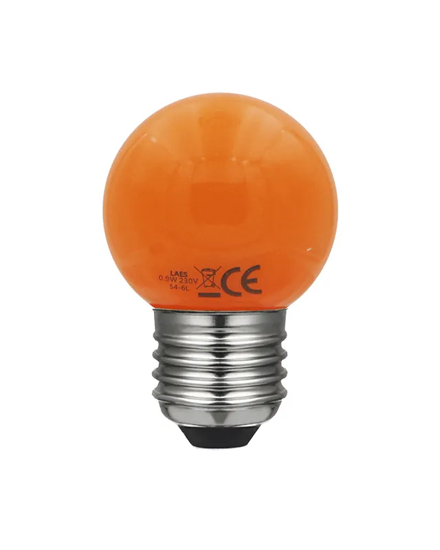 A Buen Precio Bombilla Esférica 45 mm. Color Naranja LED E27 0,9W