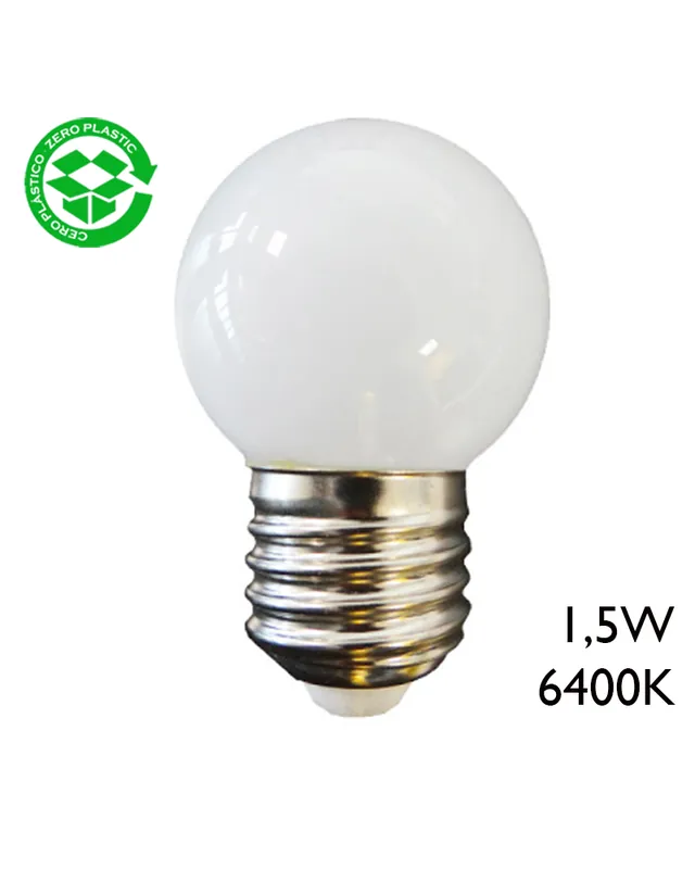 Bombilla Esférica 43 mm Luz blanca día 6400K LED E27 1,5W Precio De Fábrica