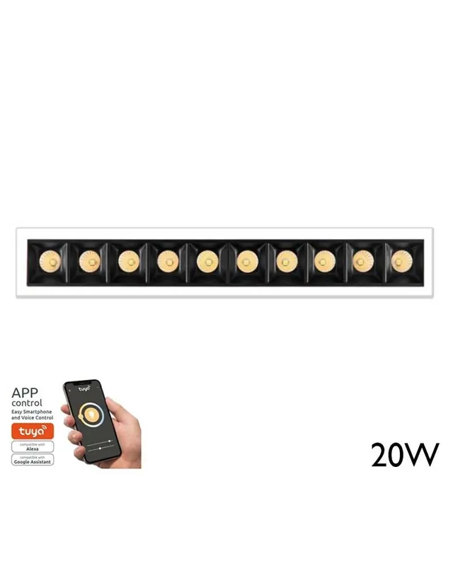 Solo Hoy Lineal LED Downlight Empotrable 20W 30º 10 focos  Luz Graduable 2700K-6000K