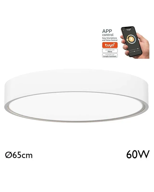 Barato Plafón de superficie 65cm LED 60W redondo Graduable TUYA 2600K-4000K