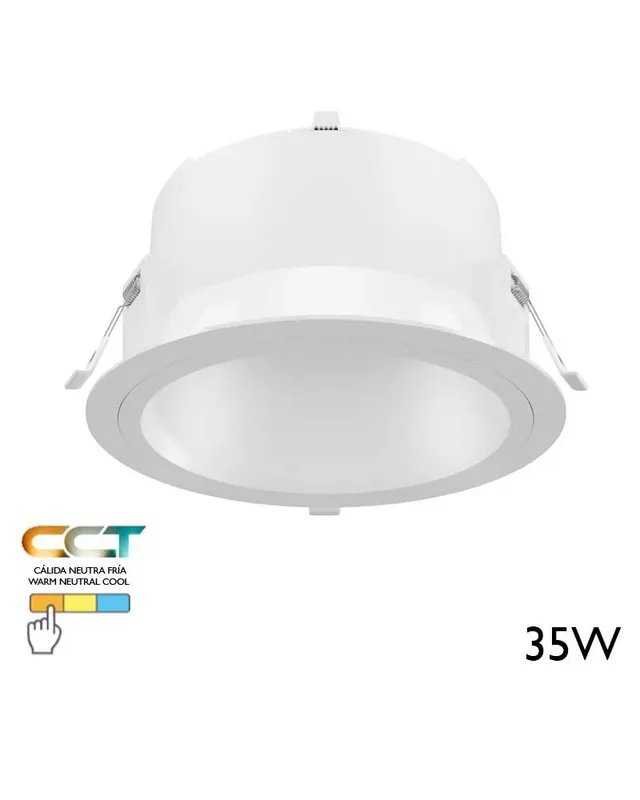 Aro downlight LED 35W redondo policarbonato blanco empotrable 25cm CCT Switch 3000K/4000K/5000K IP40 Compra Hoy