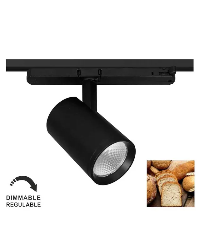 Últimas Unidades Foco de carril trifásico especial para panadería LED 22W 2400K regulable TRIAC IP40