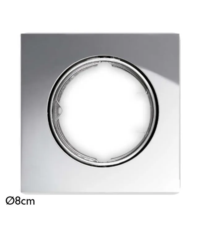 Aro empotrable 8cm abatible cuadrado en cromo GU10 Bestseller