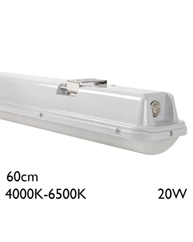 Regleta estanca 60cm LED 20W Switch 4000K-6500K DALI IP65 Liquidación