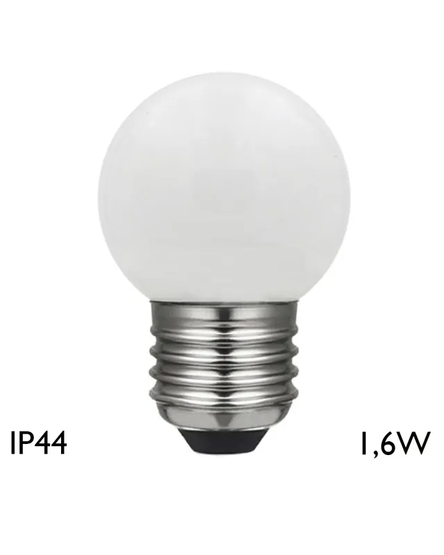 Alta Calidad Bombilla Esférica 45 mm luz blanca fría LED E27 1,6W IP44