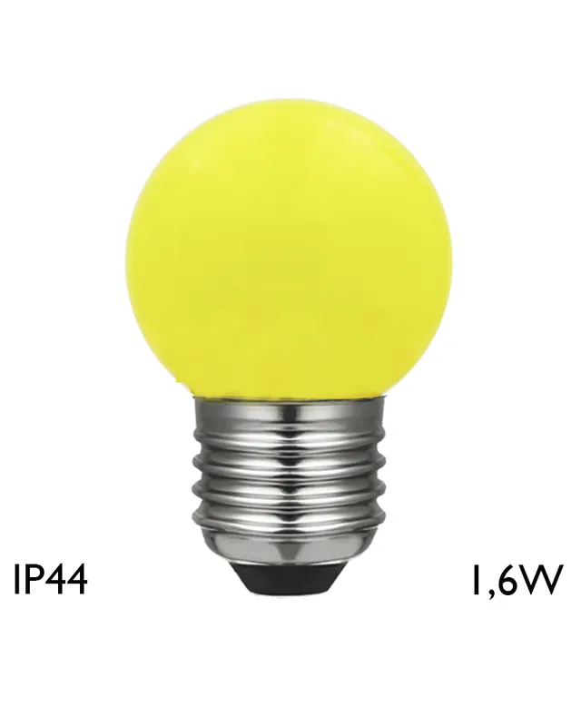 Bombilla Esférica 45 mm LED E27 1,6W varios colores IP44 Oferta Especial
