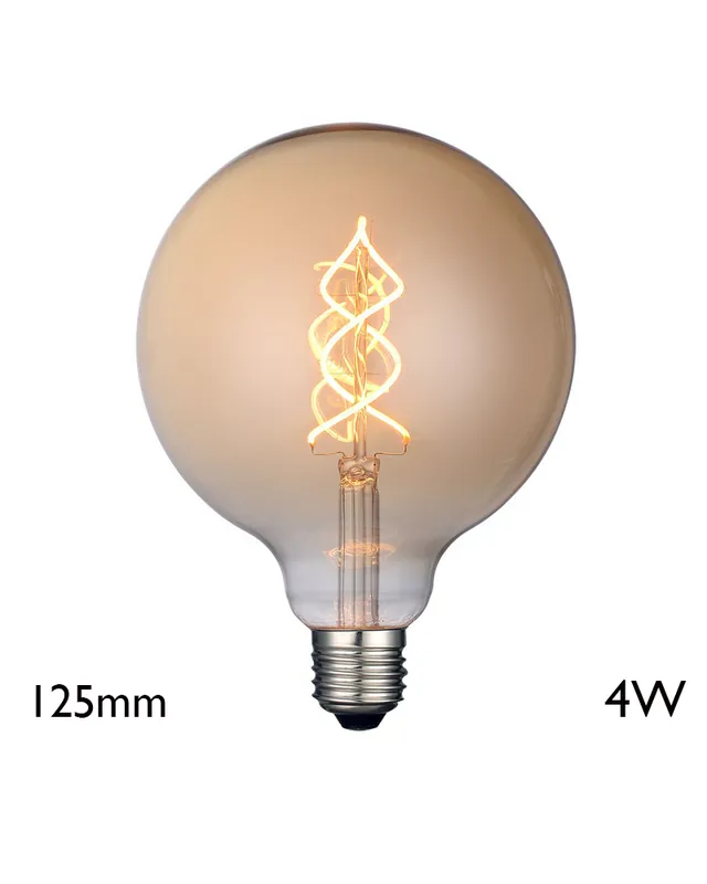 Rebajas Bombilla Vintage Globo Ámbar 125 mm filamentos espiral vertical LED E27 4W 2700K 350 Lm