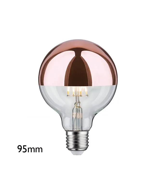 Bombilla Globo 95 mm. Cúpula Espejo Cobre filamentos LED  E27 7,5W 2700K 680Lm. Ordenar Ahora Mismo
