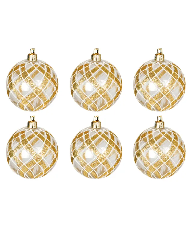 Solo Hoy Blister 6 Bolas de Navidad transparente color dorado ø6cm
