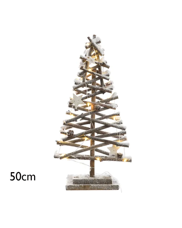 Profesional Árbol de rattan con luces LED efecto nevado 50cm para interior