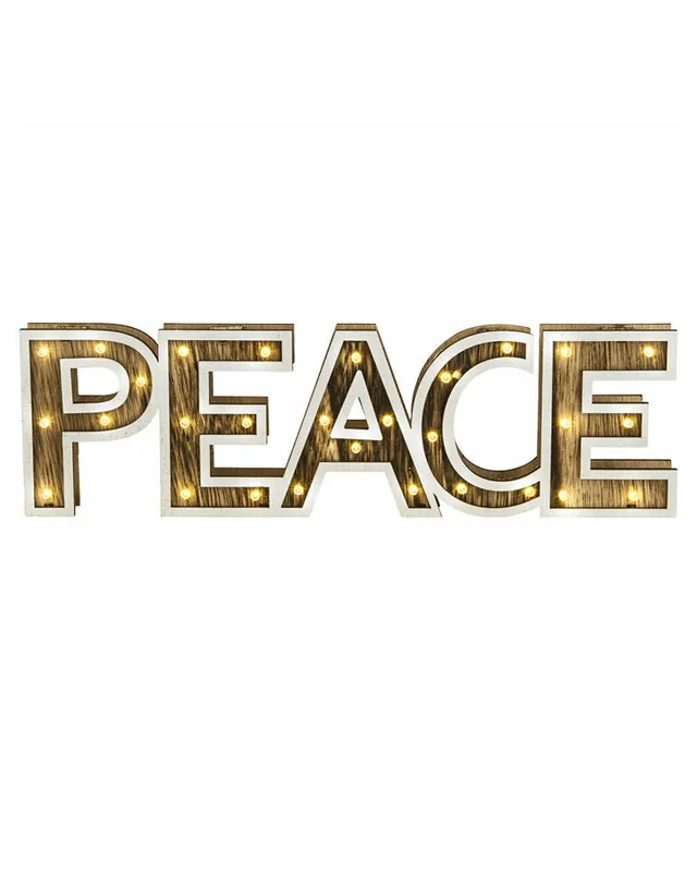 Rotulo de madera 30cm LED PEACE Máxima Calidad