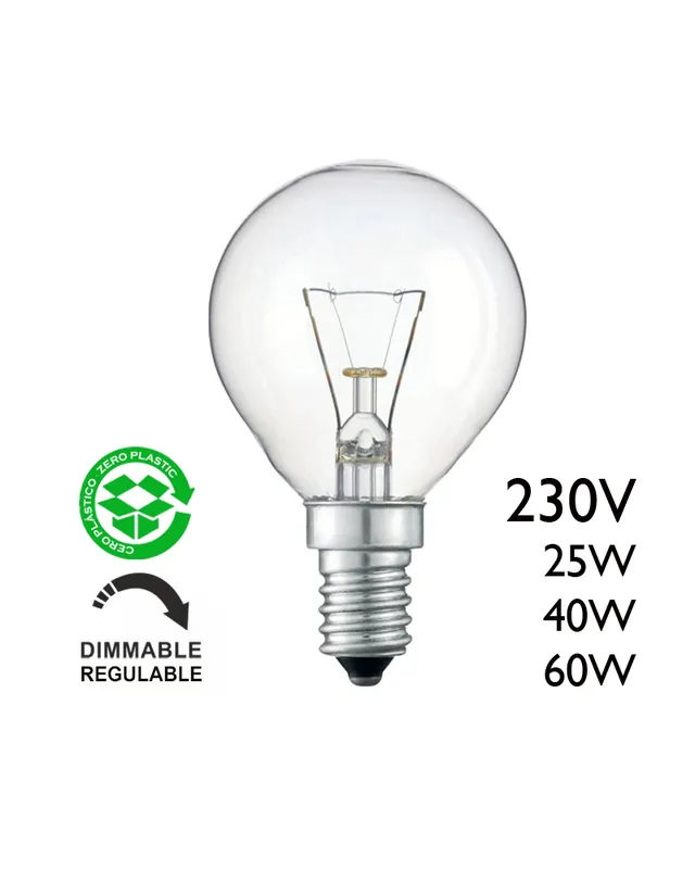 Promoción Bombilla esférica clara 230V E14 de filamento