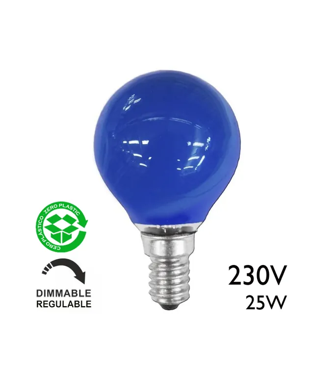 Barato Bombilla esférica color azul 25W E14 230V