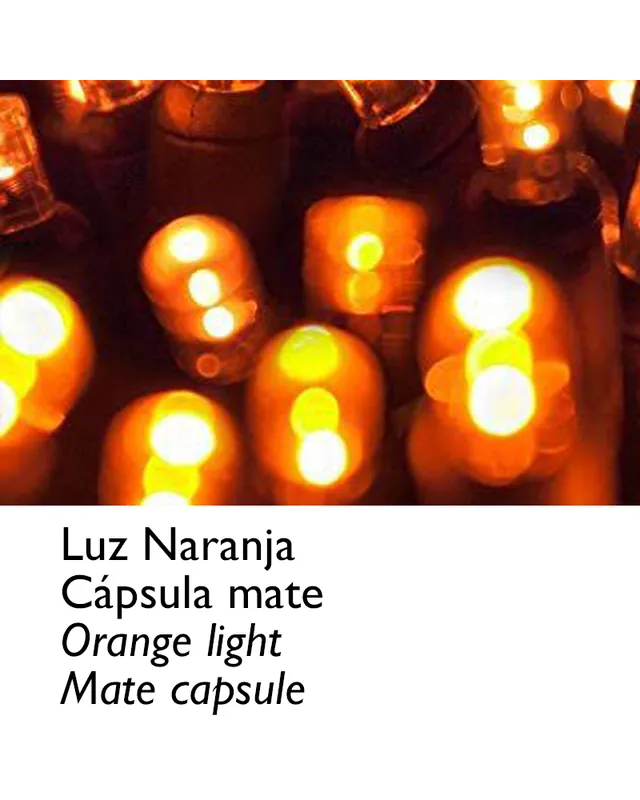 Artesanal Guirnalda 12m y 180 LEDs naranja cápsula mate cable naranja, empalmable IP65 apta para exterior