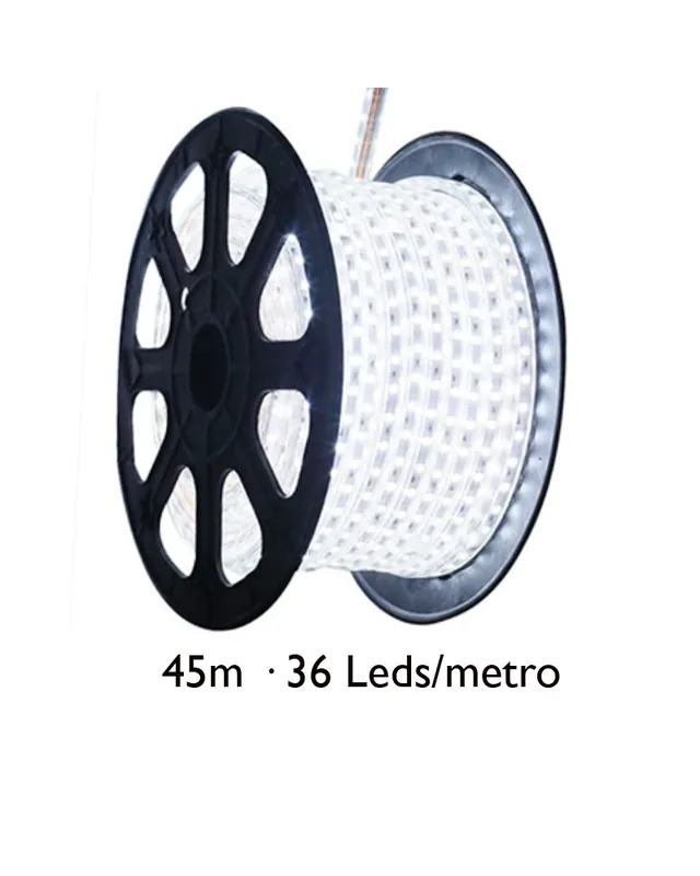 Bobina 45m hilo LED blanco, cable transparente, 1620 leds IP65 230V Precio Económico