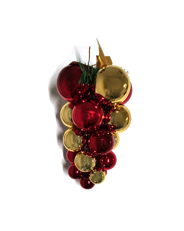 Racimo de bolas navideñas brillantes en acabado granate y dorado Oferta Especial