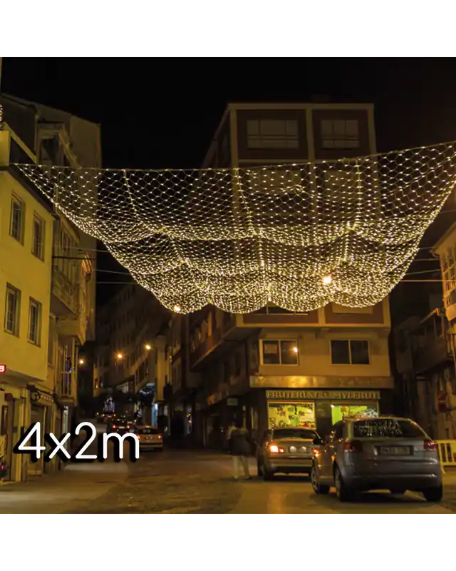 Premium Red de LEDs 4X2m empalmable disponible en luz blanca fría o cálida, tanto cable blanco como negro con 400 leds IP65 apta para ex