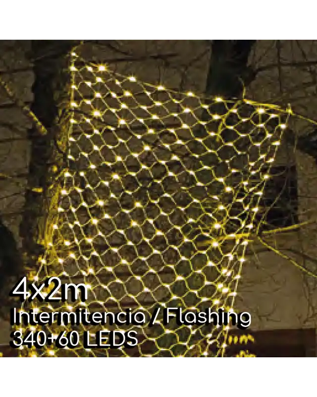 Premium Red de LEDs 4X2m cable negro empalmable con 400 leds intermitente IP65 apta para exterior