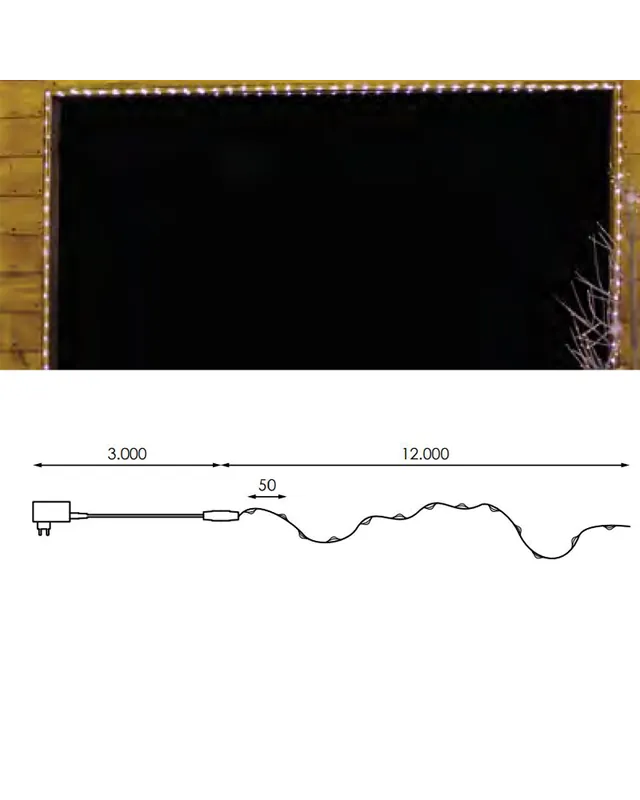 Alambre hilo LED 12m luz rosa 216 Leds para interior Premium