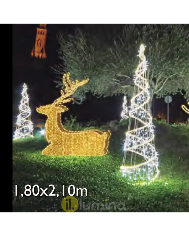 Solo Por Tiempo Limitado Figura Navideña Reno sentado LED 3D y tapiz luminoso 1,80x2,10 metros IP65 baja tensión 24V