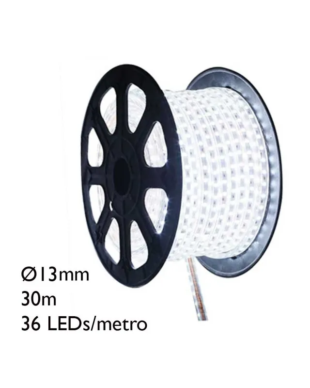 Bobina de 30 metros de tubo luminoso LED luz disponible en colores blanco, cálido, azul, verde,rojo o amarillo. Apto para exteri Envío Inmediato