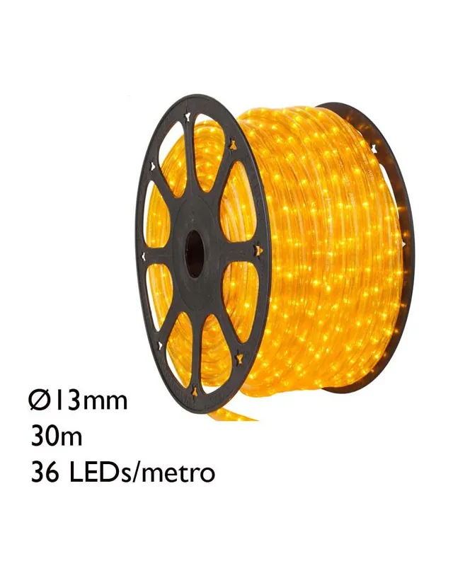 Bobina de 30 metros de tubo luminoso LED luz disponible en colores blanco, cálido, azul, verde,rojo o amarillo. Apto para exteri Ocasión Especial